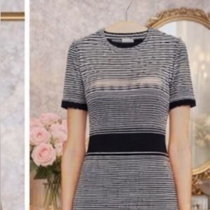 Milly Black and White Striped Mini Dress